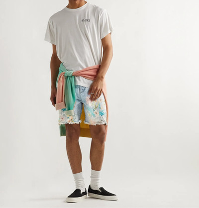 AMIRI Distressed Floral-Print Denim Shorts outlook