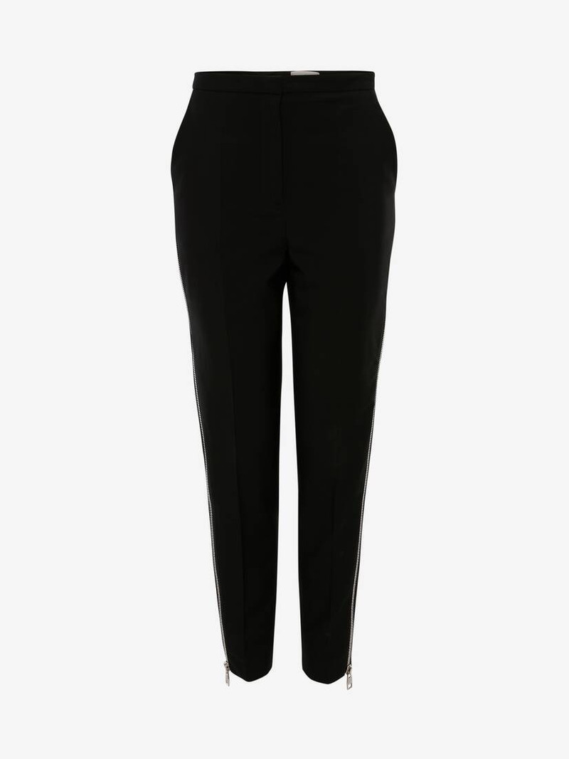 Wool Zip Trouser in Black - 1