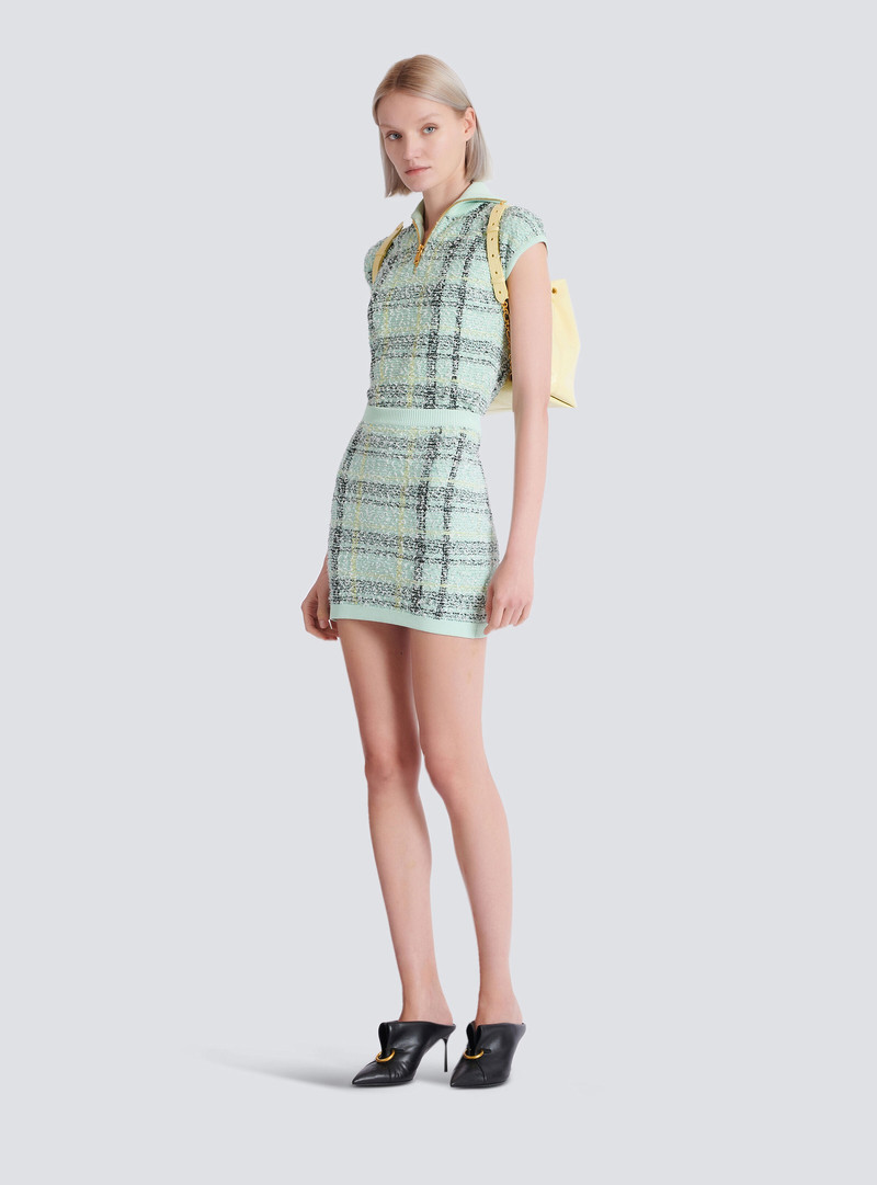 Balmain Short skirt in glitter plaid tweed outlook