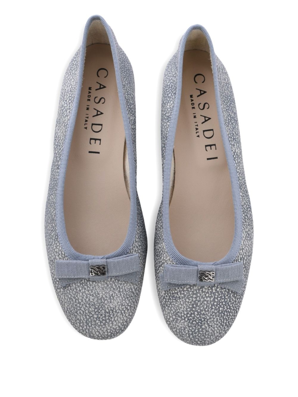 bow-embellished calf leather flats - 4
