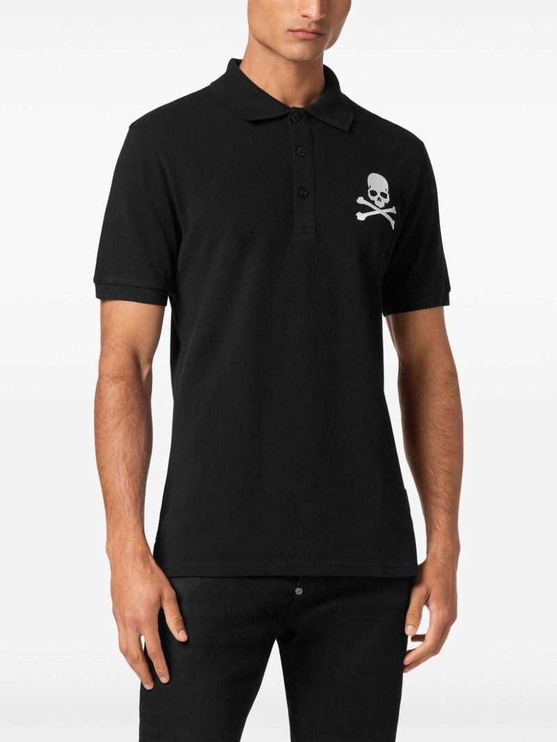 skull-embroidered cotton polo shirt 3