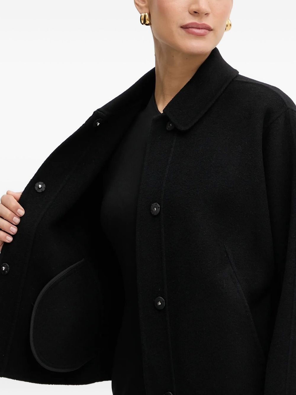 button-fastening collared single-breasted coat - 4
