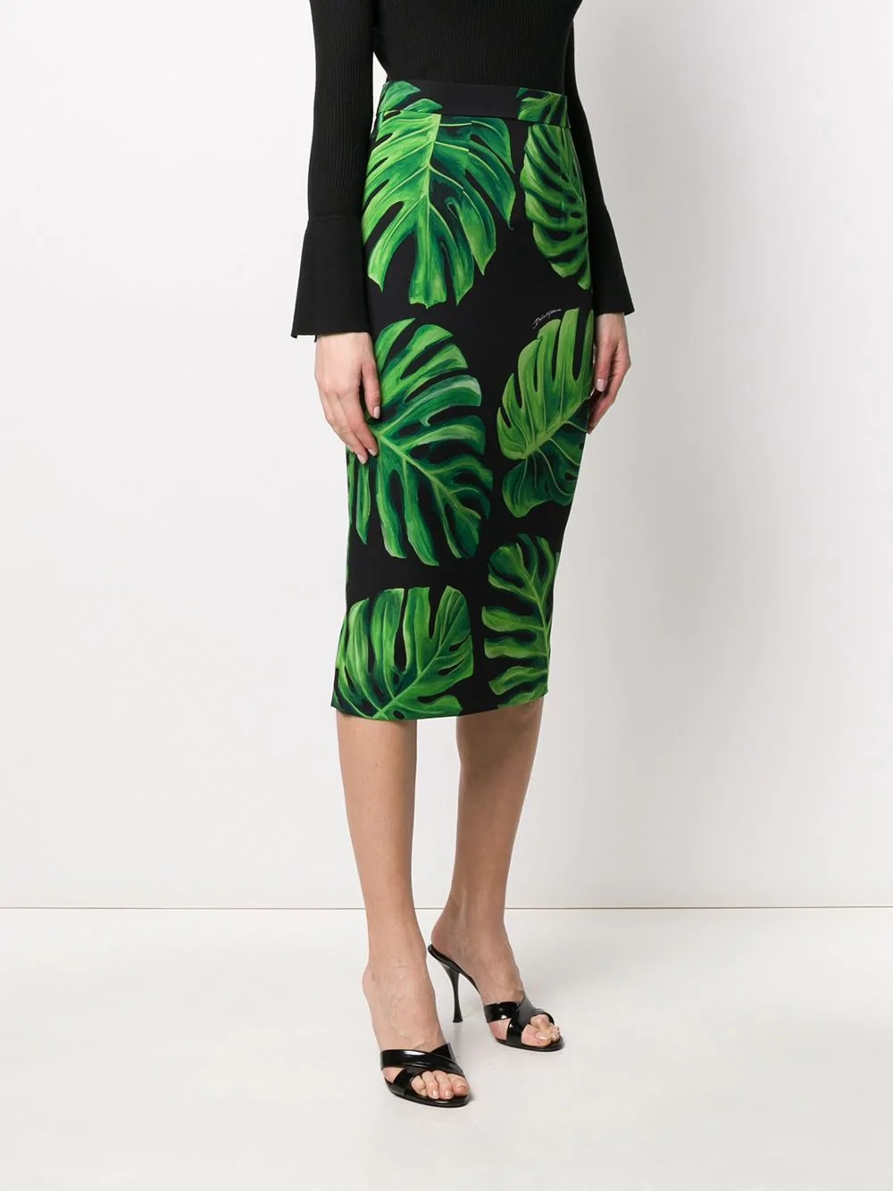 Philodendron print pencil skirt - 3