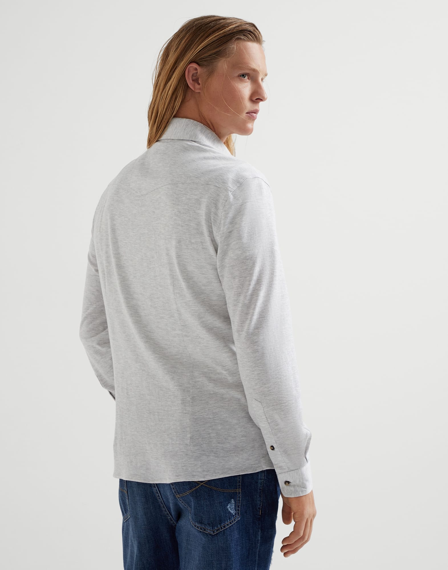Linen and cotton jersey western shirt - 2