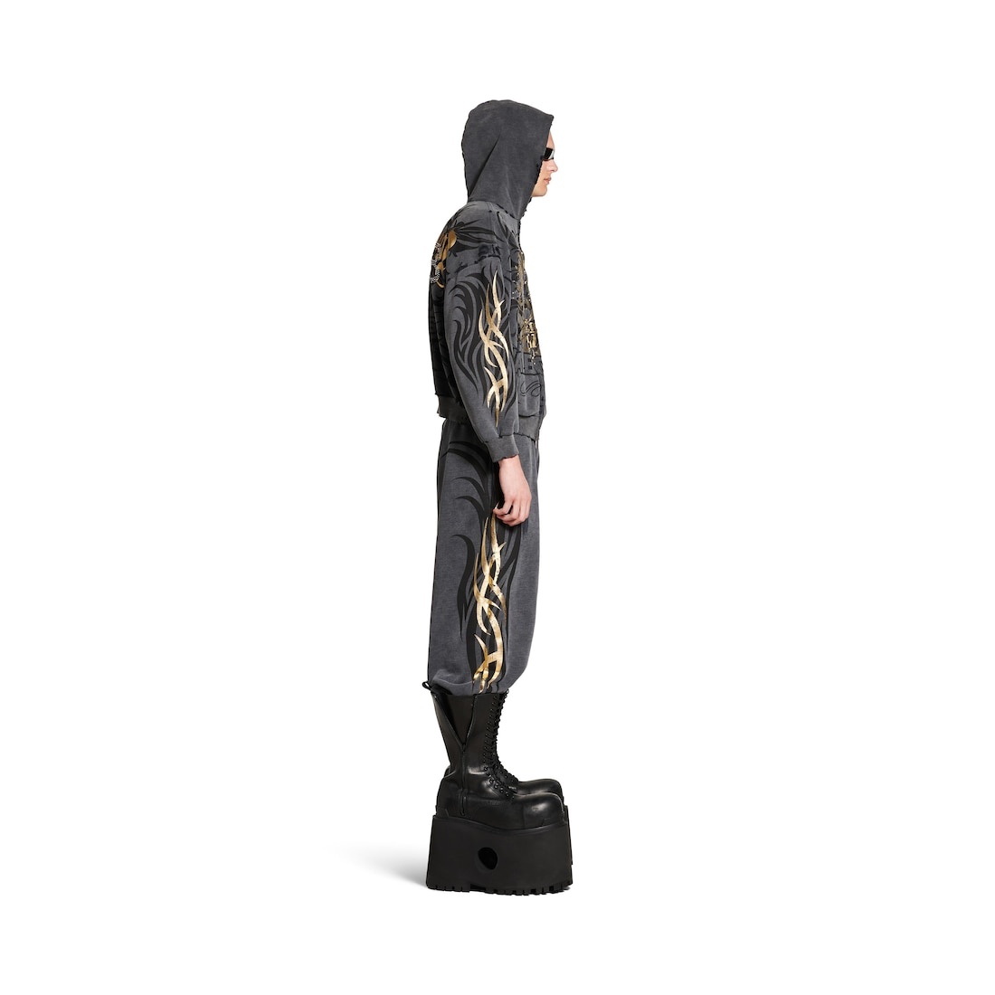 Men's Tacky Gold Baggy Sweatpants in Black - 3