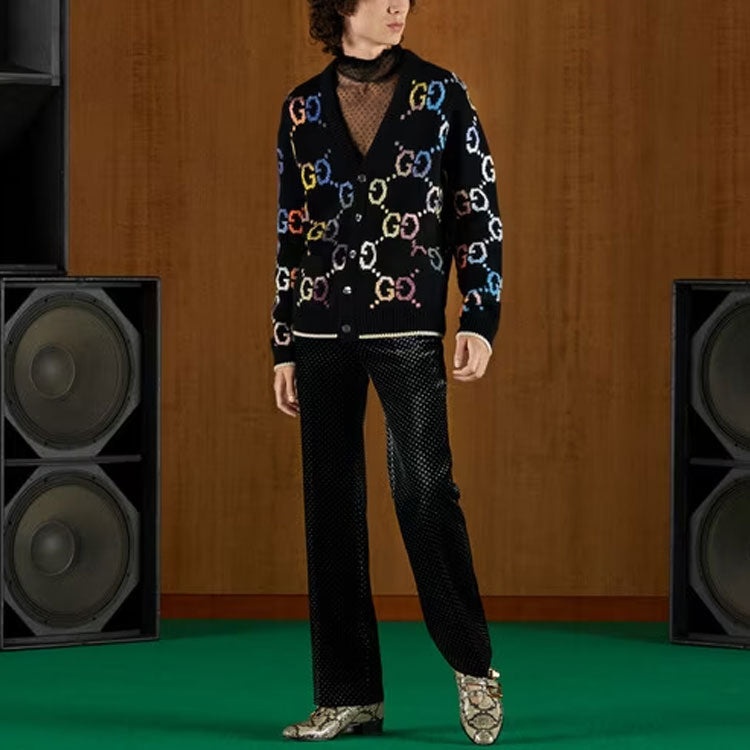 Gucci GG Wool Jacquard Cardigan 'Black' 694776-XKCD4-1152 - 2