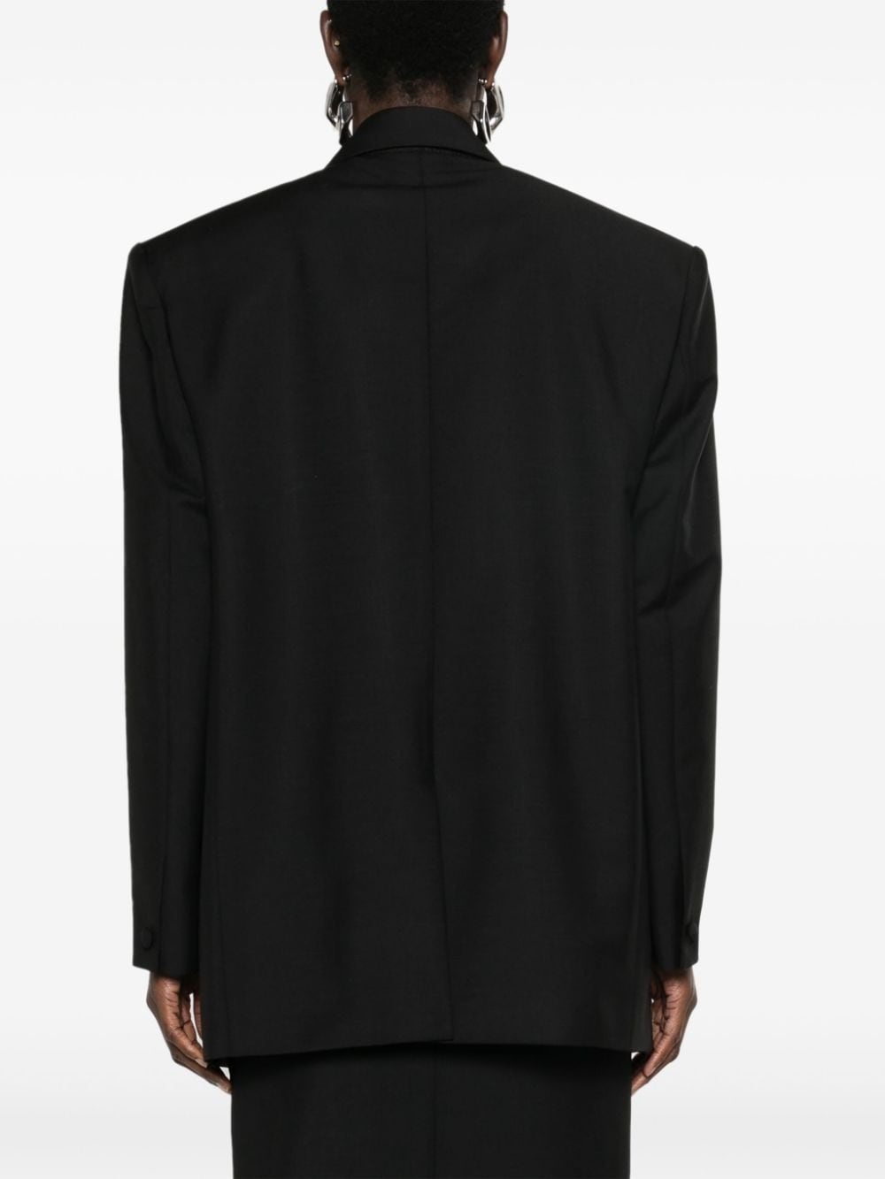 double-breasted wool-blend blazer - 4