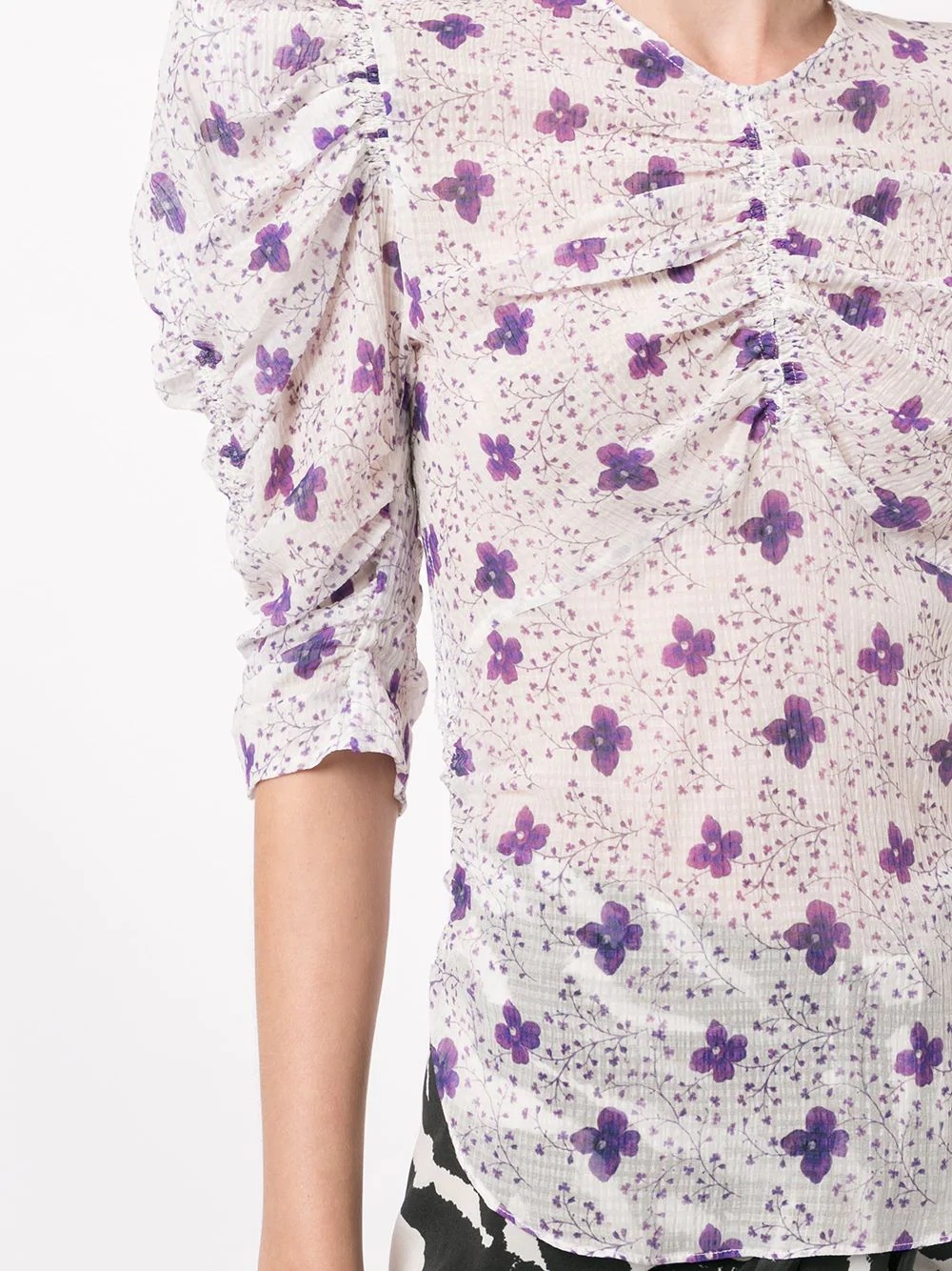 Eddie ruched floral-print blouse - 5