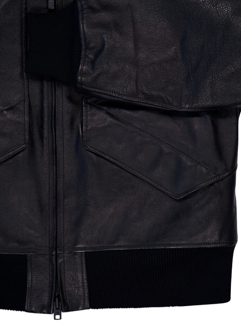 zipped-front leather jacket 3