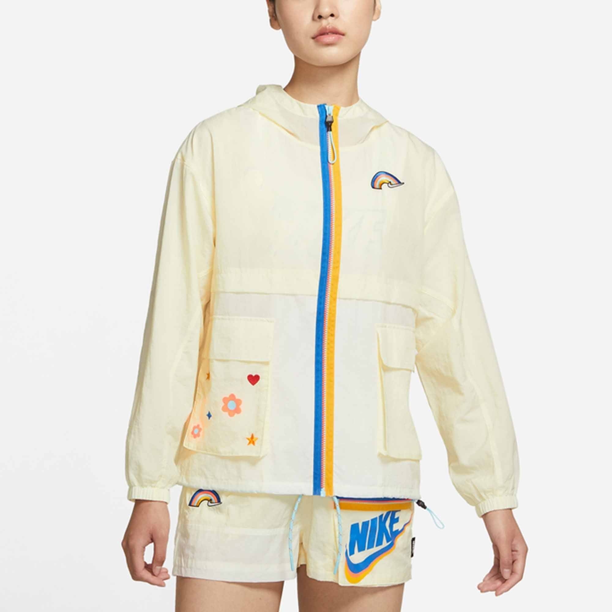 (WMNS) Nike Nsw Icon Clash Jacket SS22 Athleisure Casual Sports Hooded Jacket Autumn Light Yellow DJ - 4