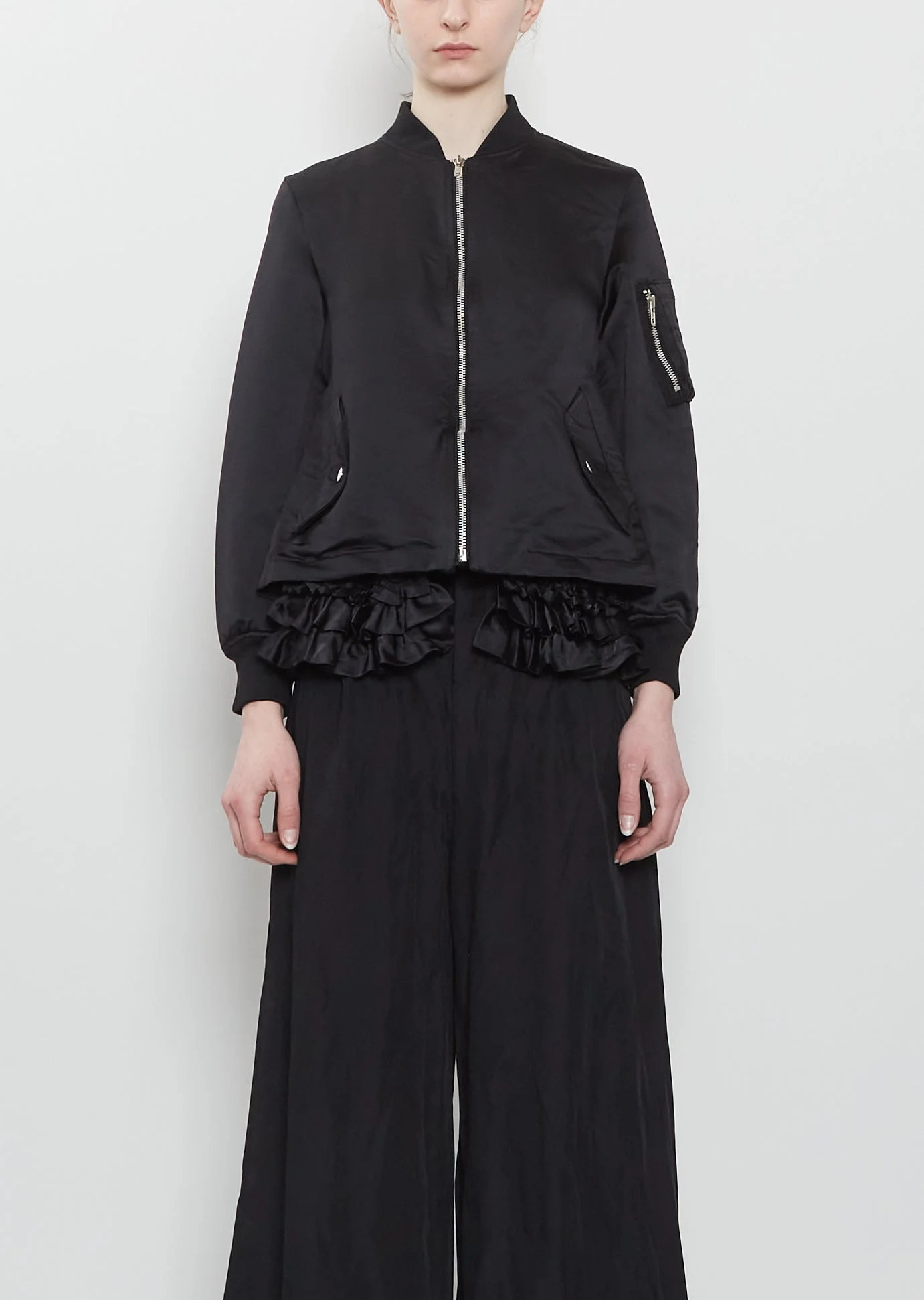 Ruched Trim Satin Jacket - 1