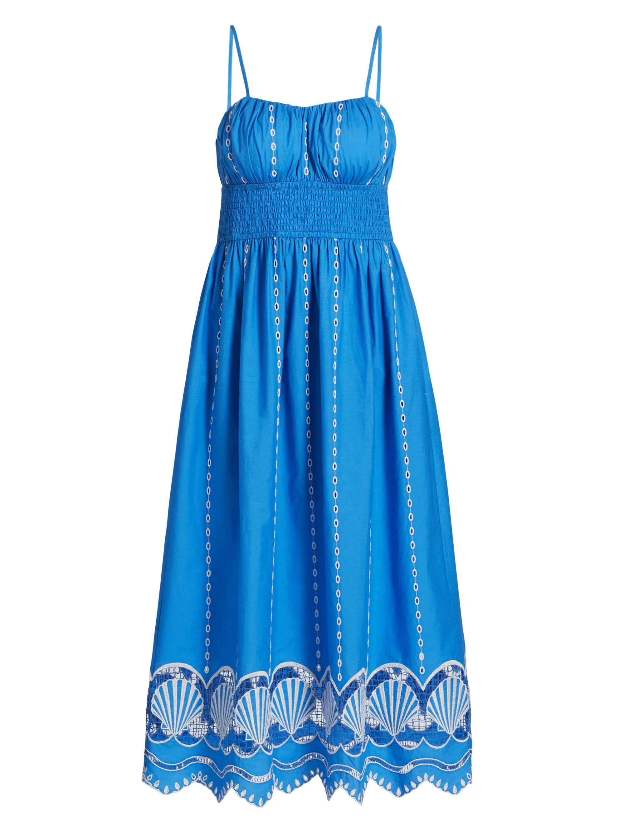 Women's Murano Embroidered-Cotton Midi-Dress - French Blue - 1