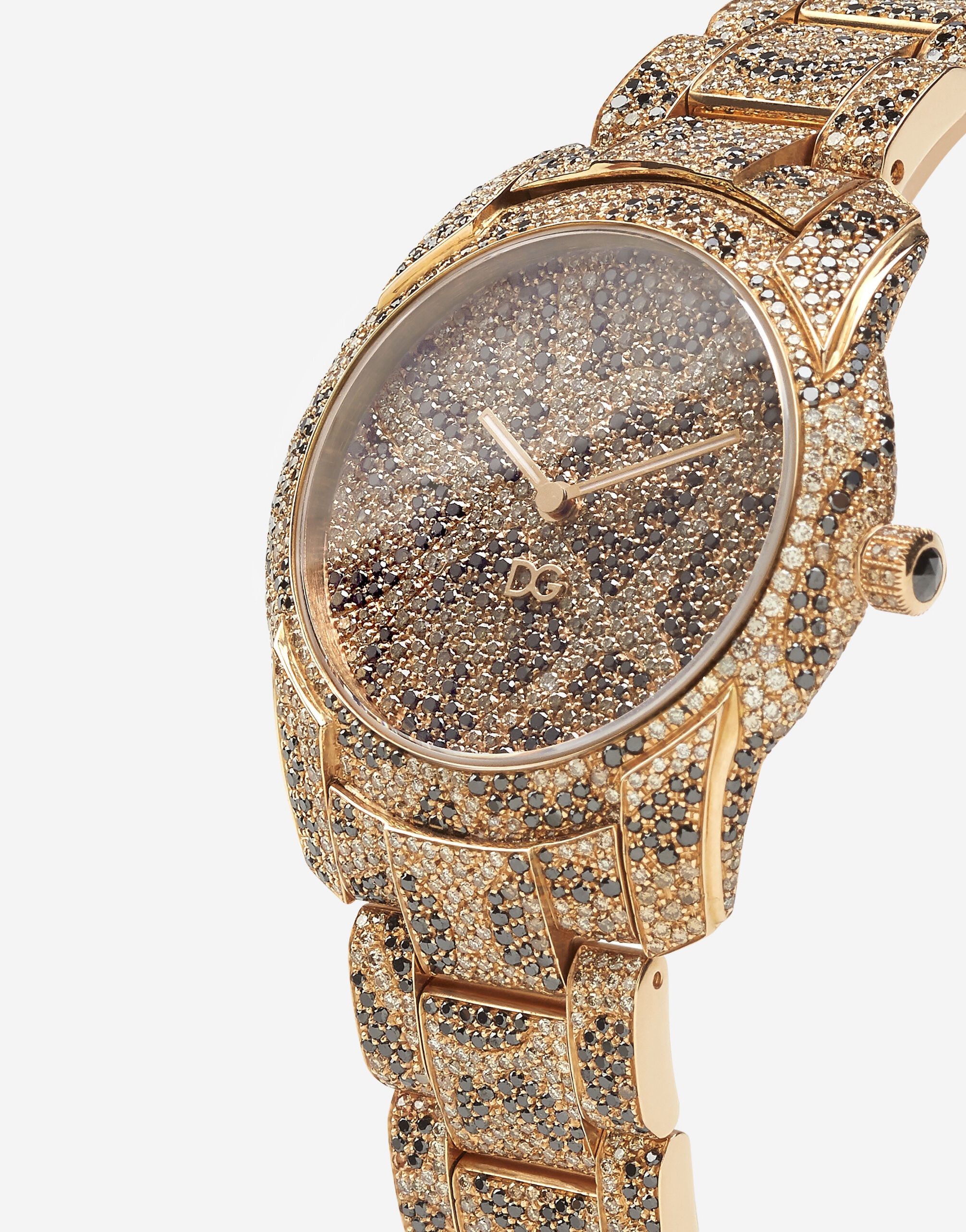 DG7 leo watch in red gold with brown and black diamonds - 2