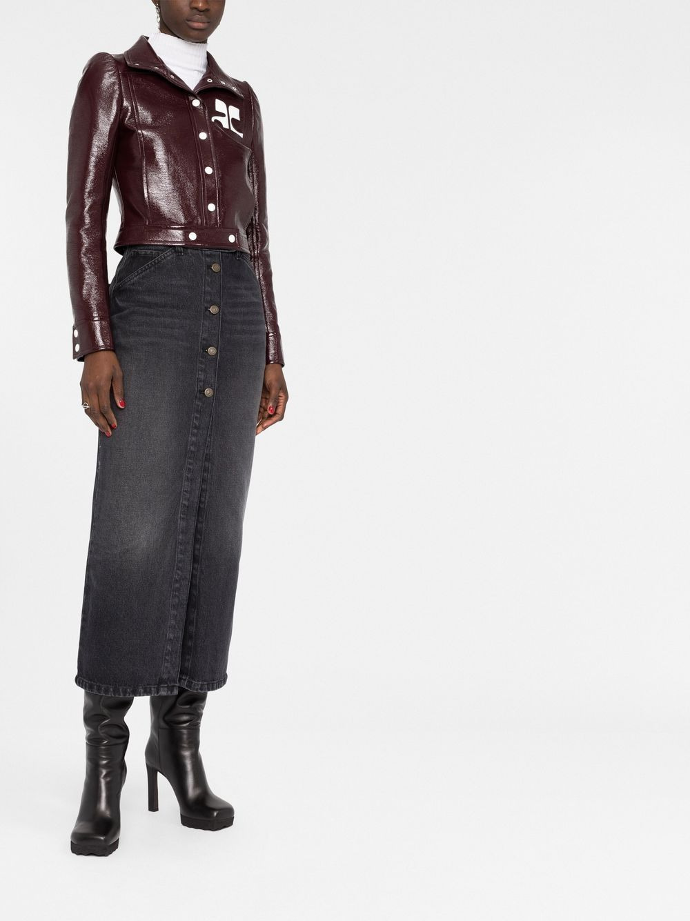 denim midi skirt - 6
