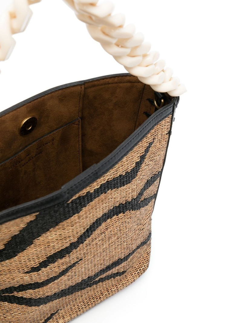tiger jacquard raffia bucket bag 6