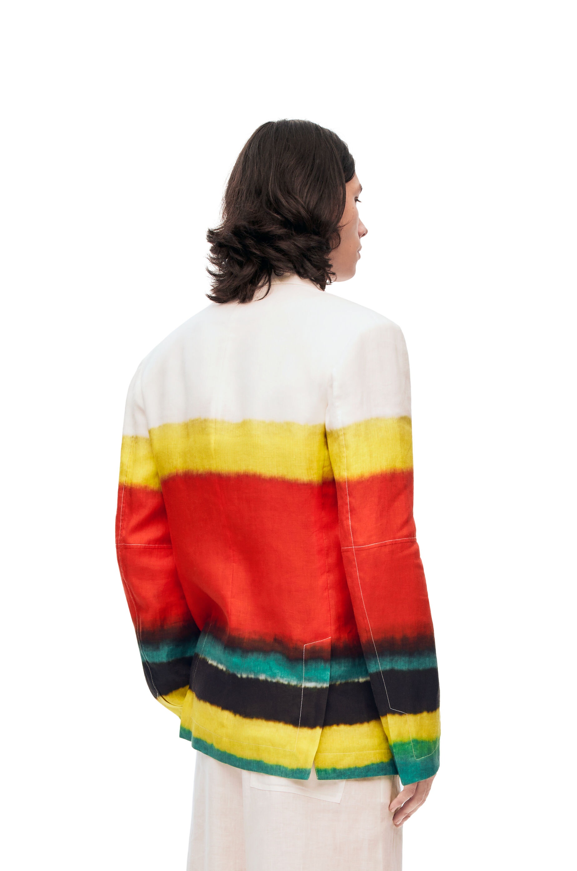 Stripes single breasted jacket in linen - 4