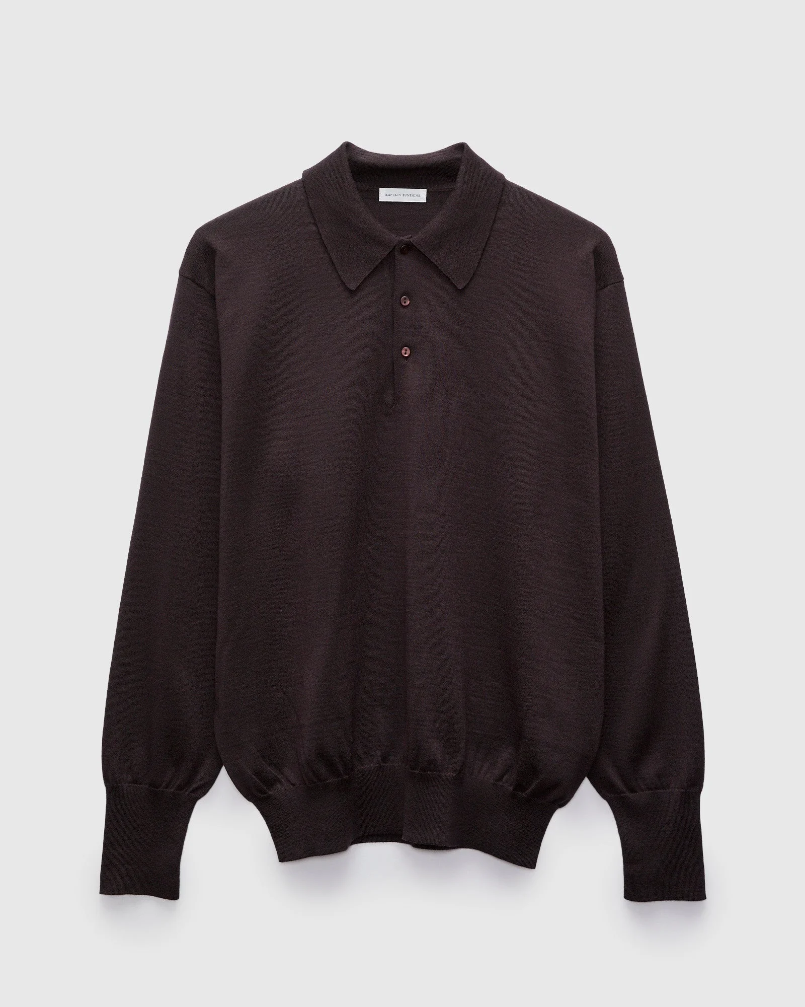 Cotton Wool High-Gauge Knit Polo in Espresso - 1