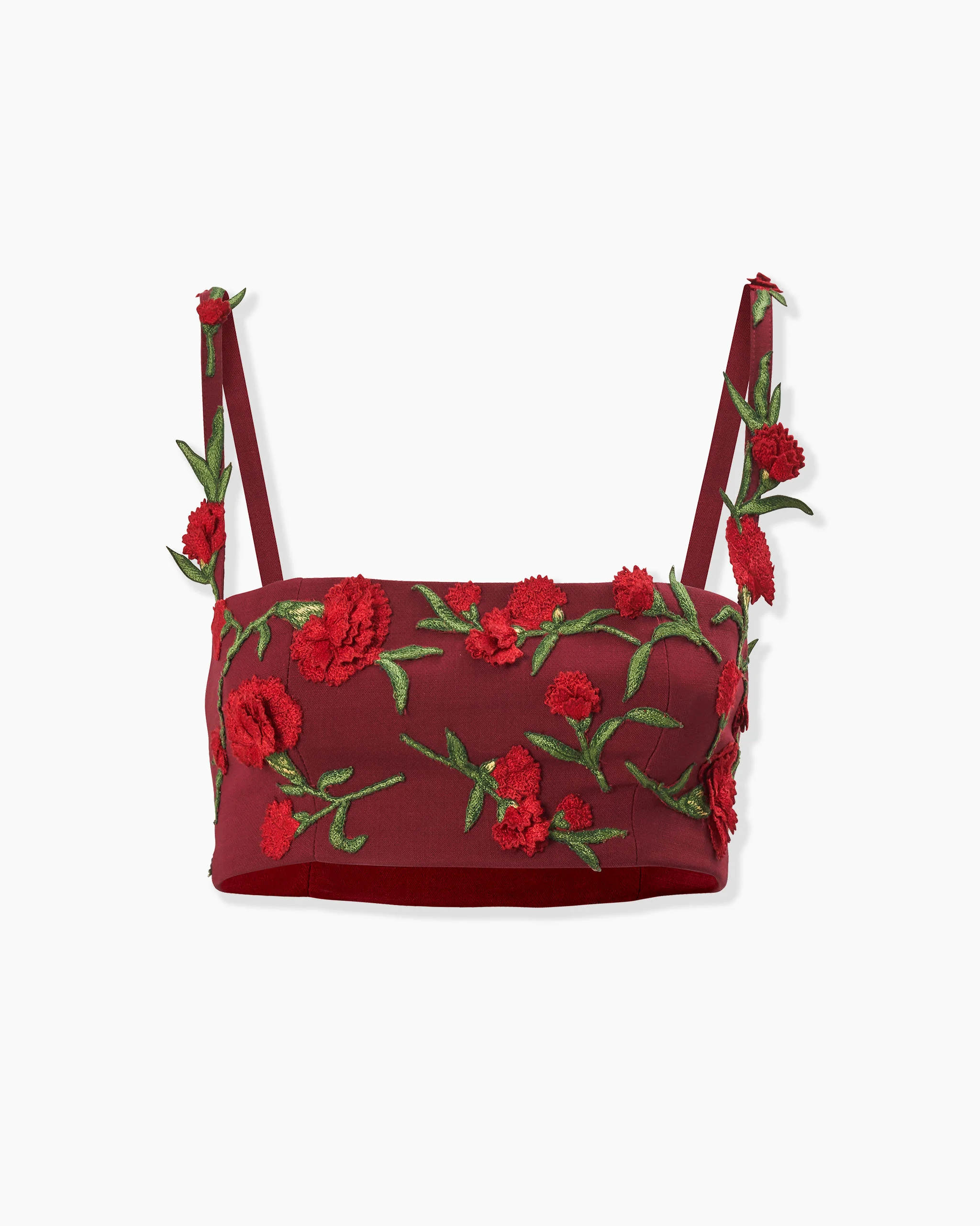 Floral-Embroidered Bandeau Top - 1