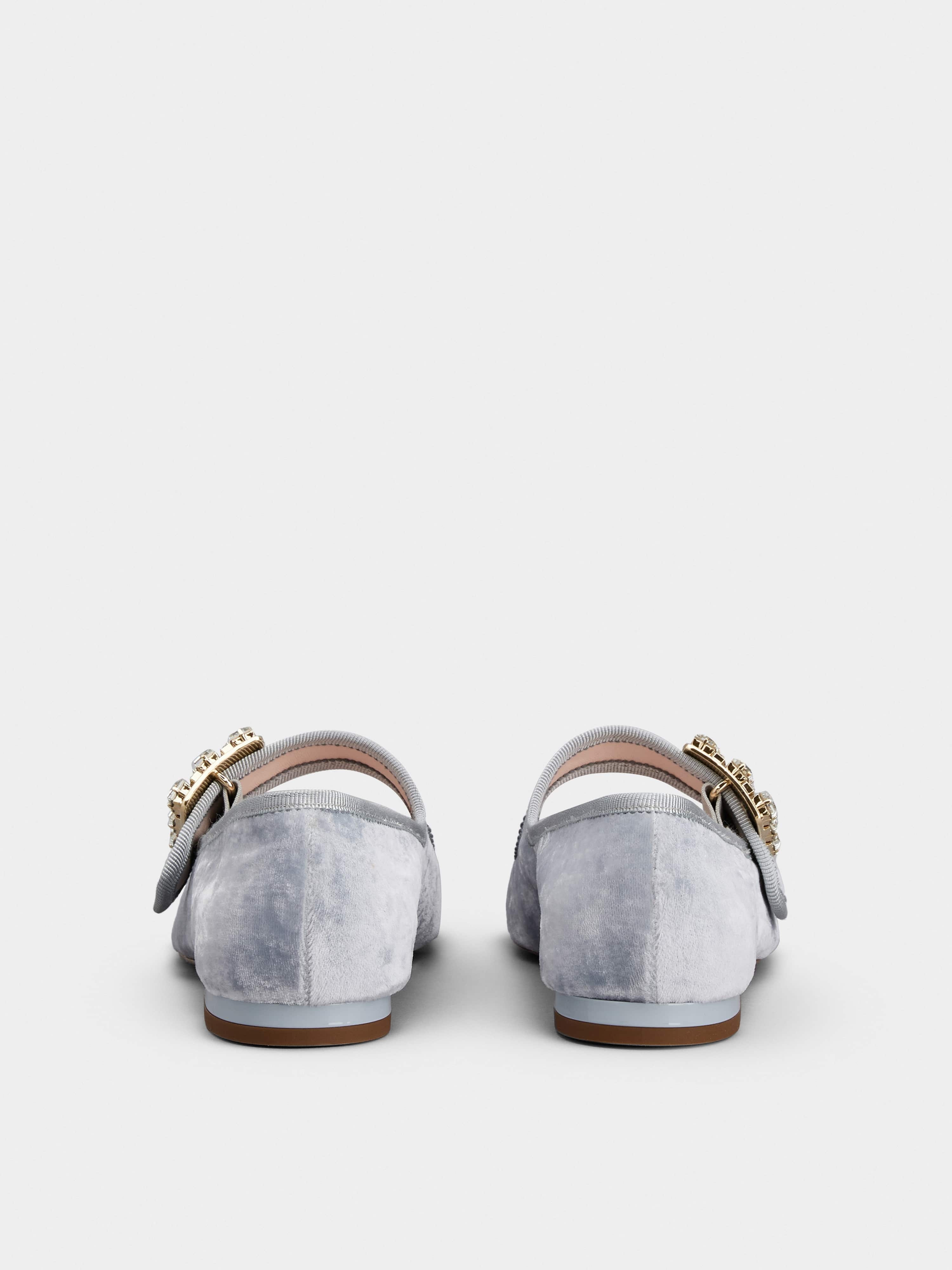 Très Vivier Strass Buckle Babies Ballerinas in Velvet - 5