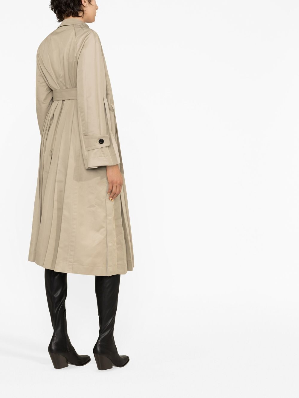 asymmetric pleated trench coat - 4