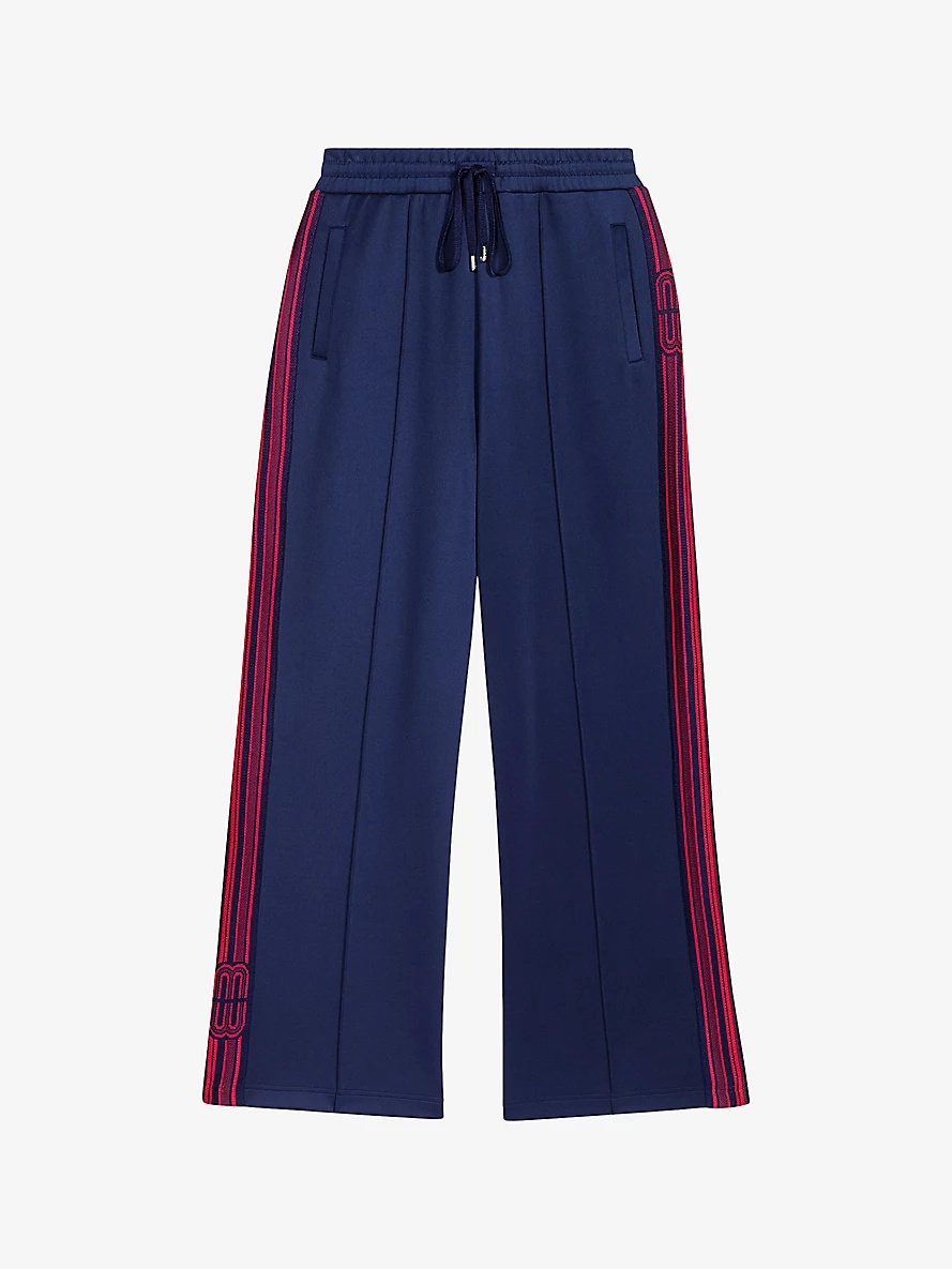 Side-stripe drawstring-waist stretch-jersey trousers - 1