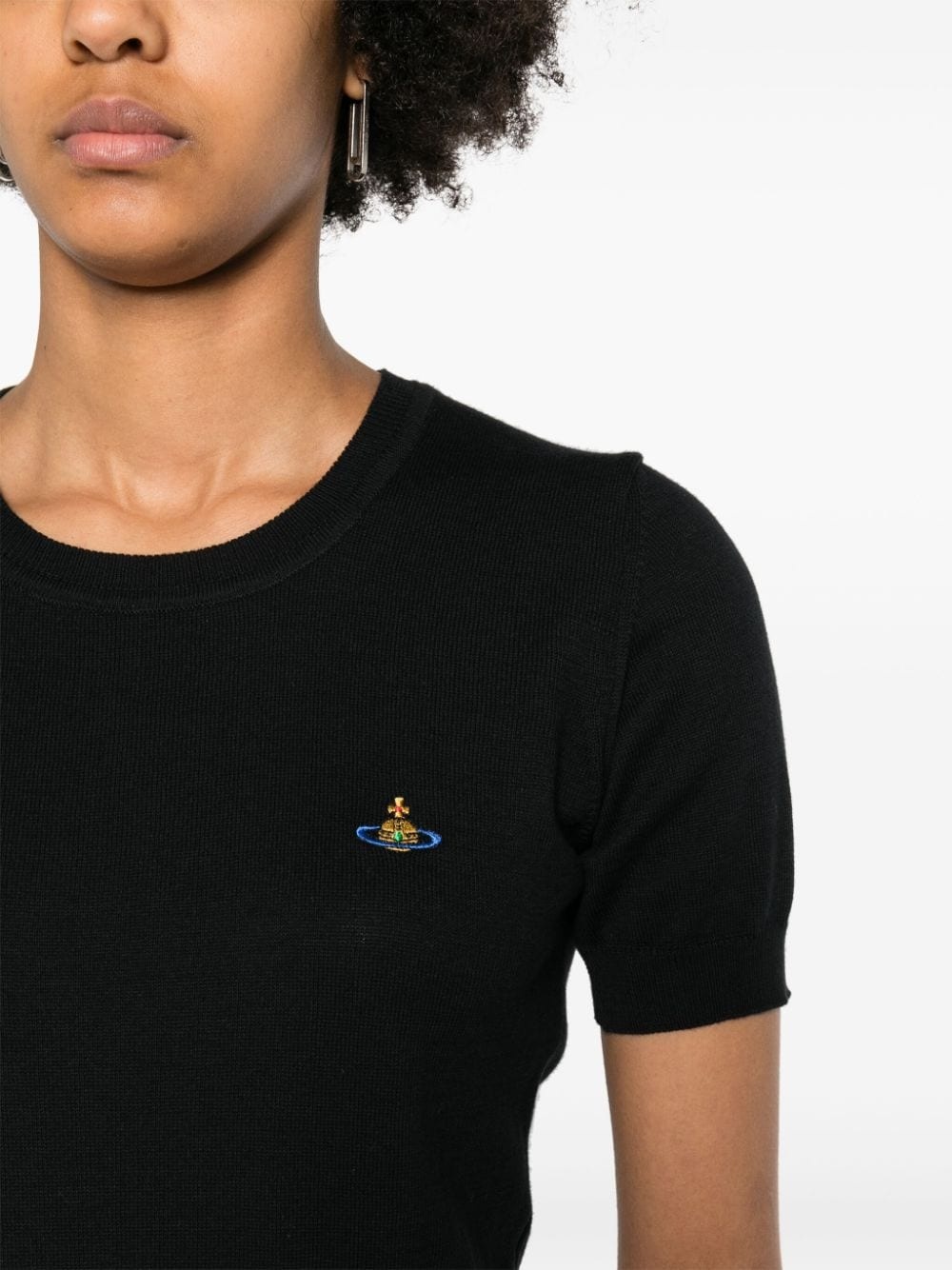 Orb-embroidered knitted T-shirt - 5
