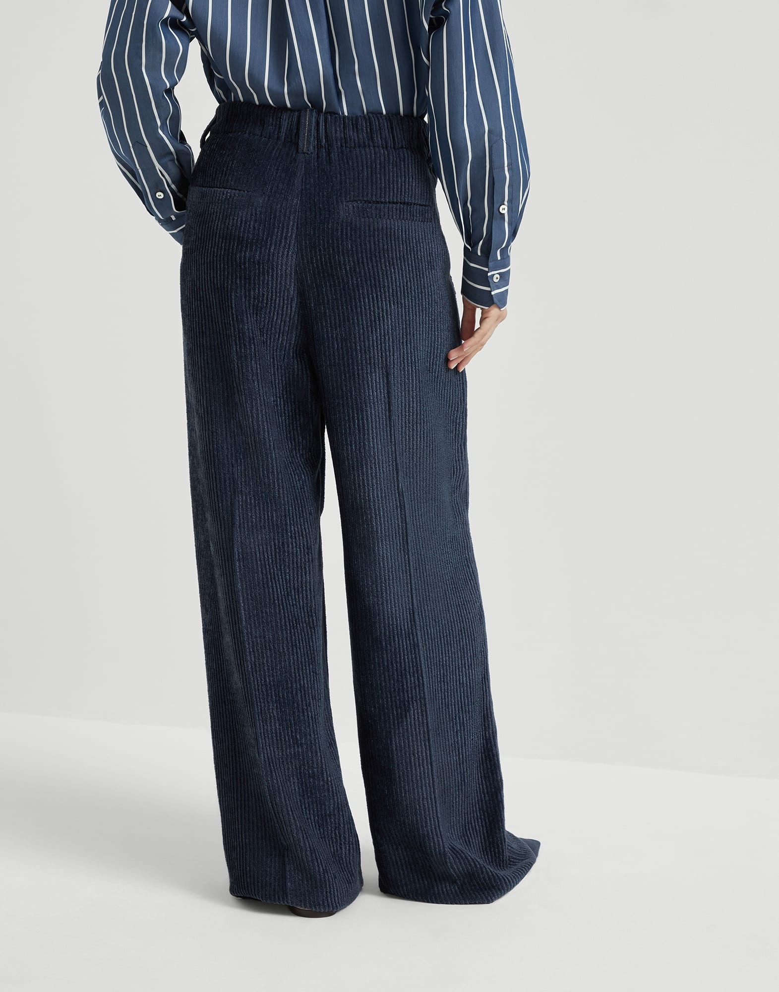 Fluid corduroy sartorial track trousers with monili - 2