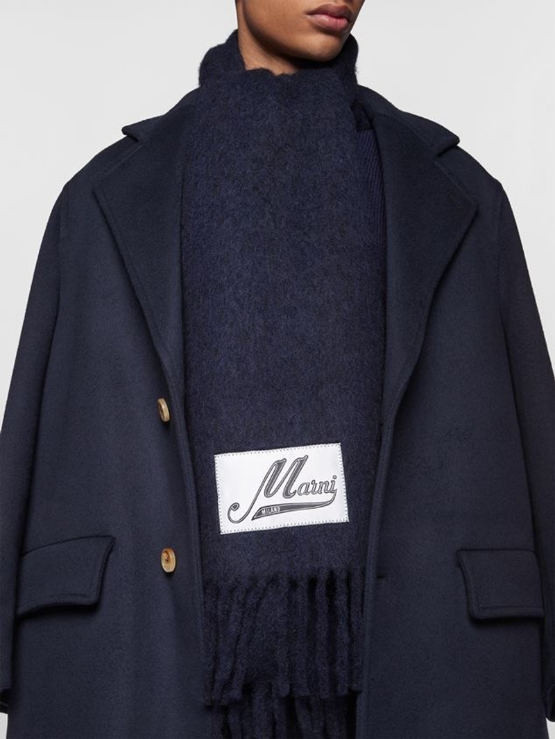 Marni BLACK BRUSHED ALPACA SCARF WITH FRINGES outlook