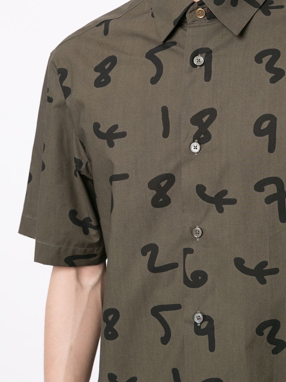 numbers print buttoned cotton shirt - 5