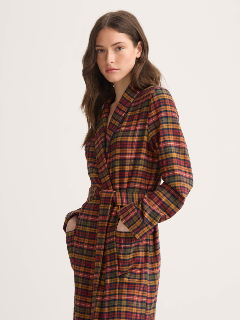 Women's Robe Kelburn Brushed Cotton Multicolor Check 3