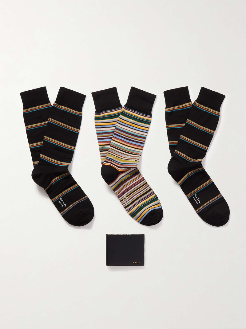 Leather Billfold Wallet and Three-Pack Cotton-Blend Socks Gift Set - 1