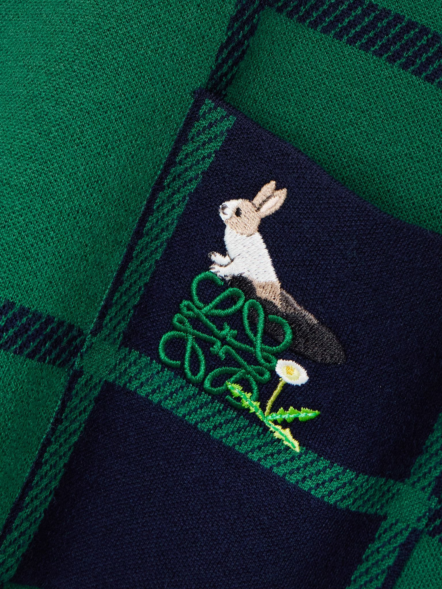 + Suna Fujita embroidered checked knitted polo shirt Green - 4