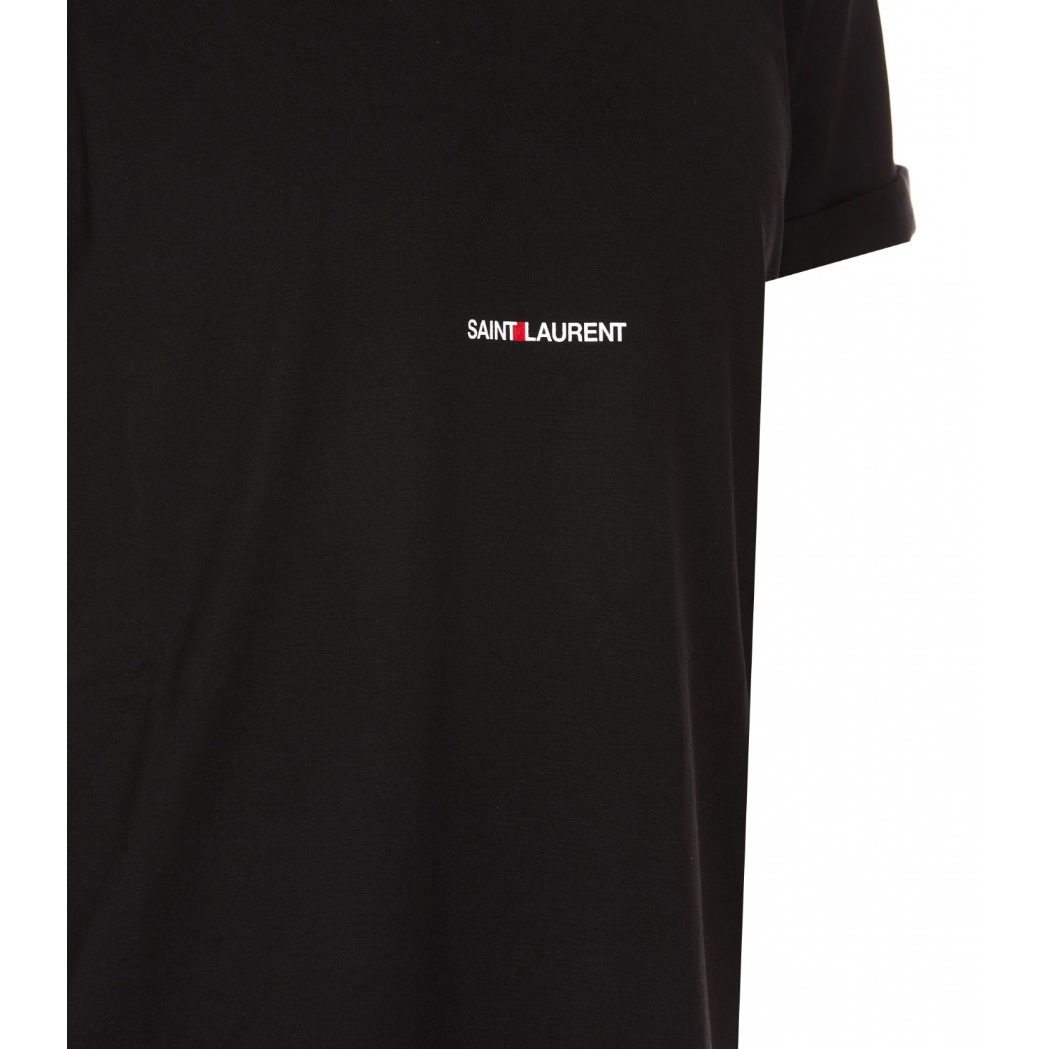SAINT LAURENT BLACK COTTON T-SHIRT | palazzobelli | REVERSIBLE