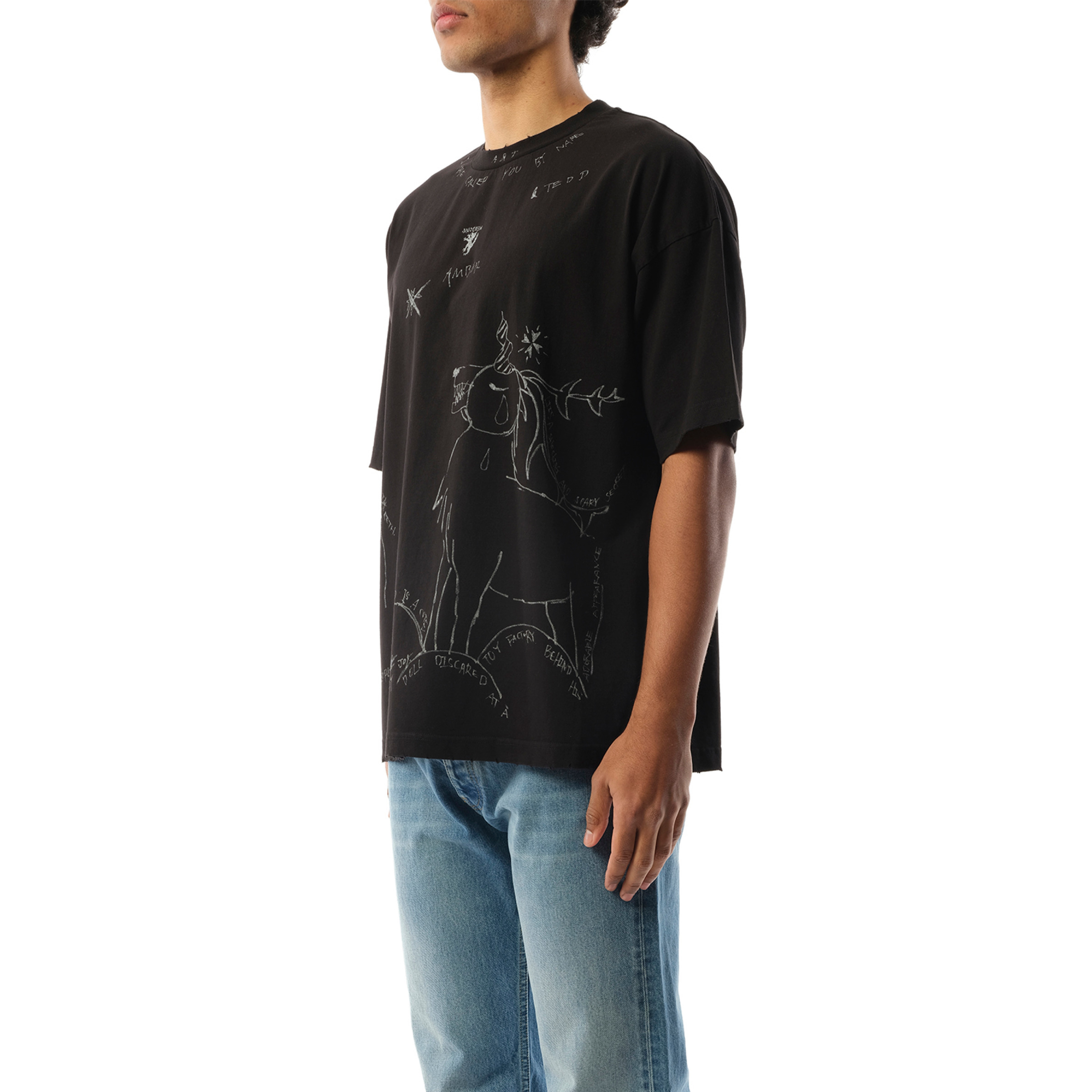 Dyed Print Short-Sleeved T-Shirt in Black - 5