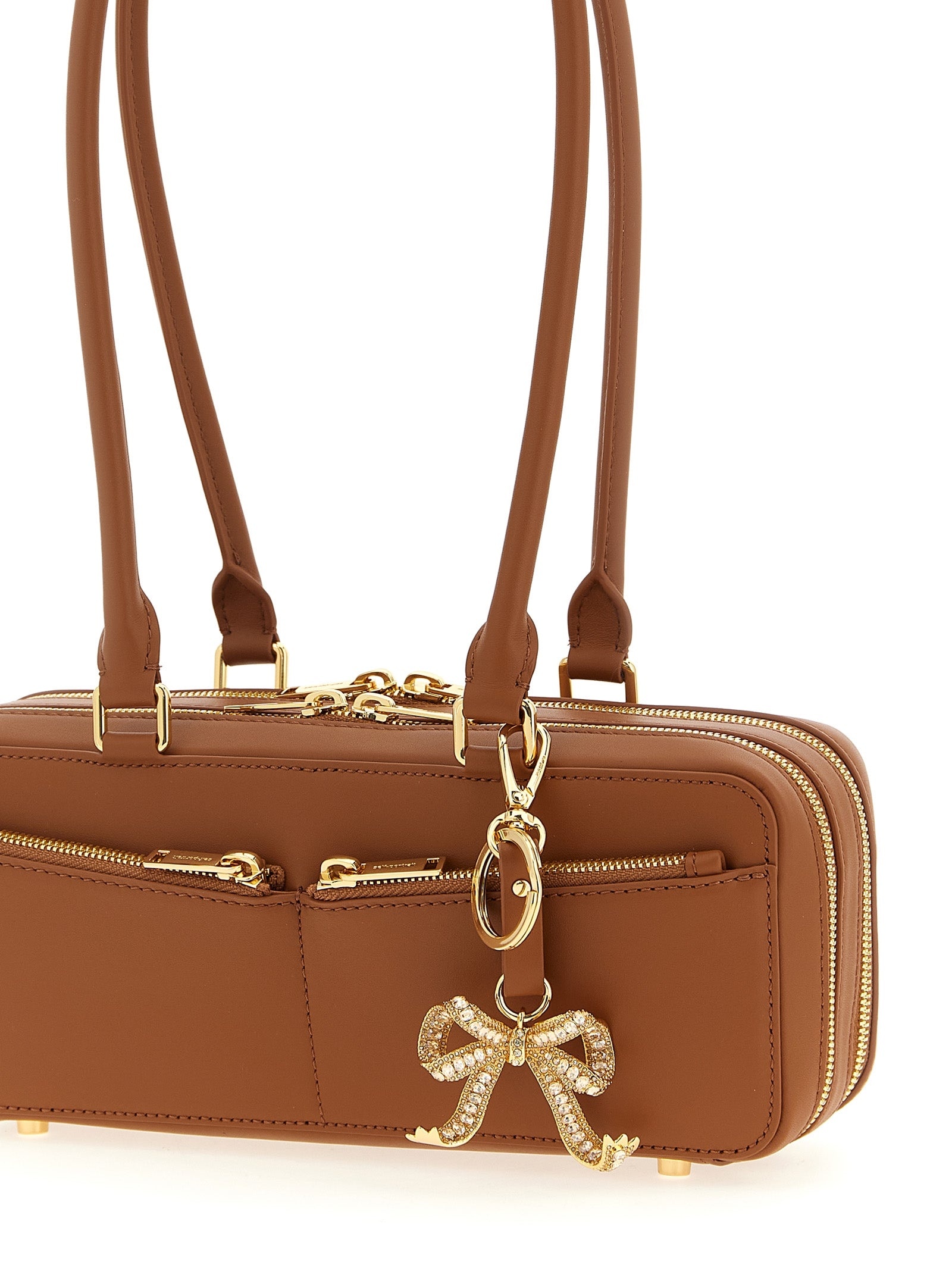 Tan Leather Baguette With Charm Shoulder Bags Brown - 3