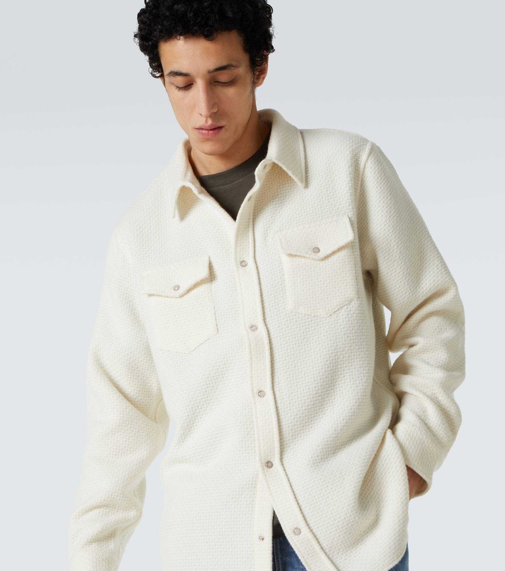 Waffle-knit cashmere shirt - 5