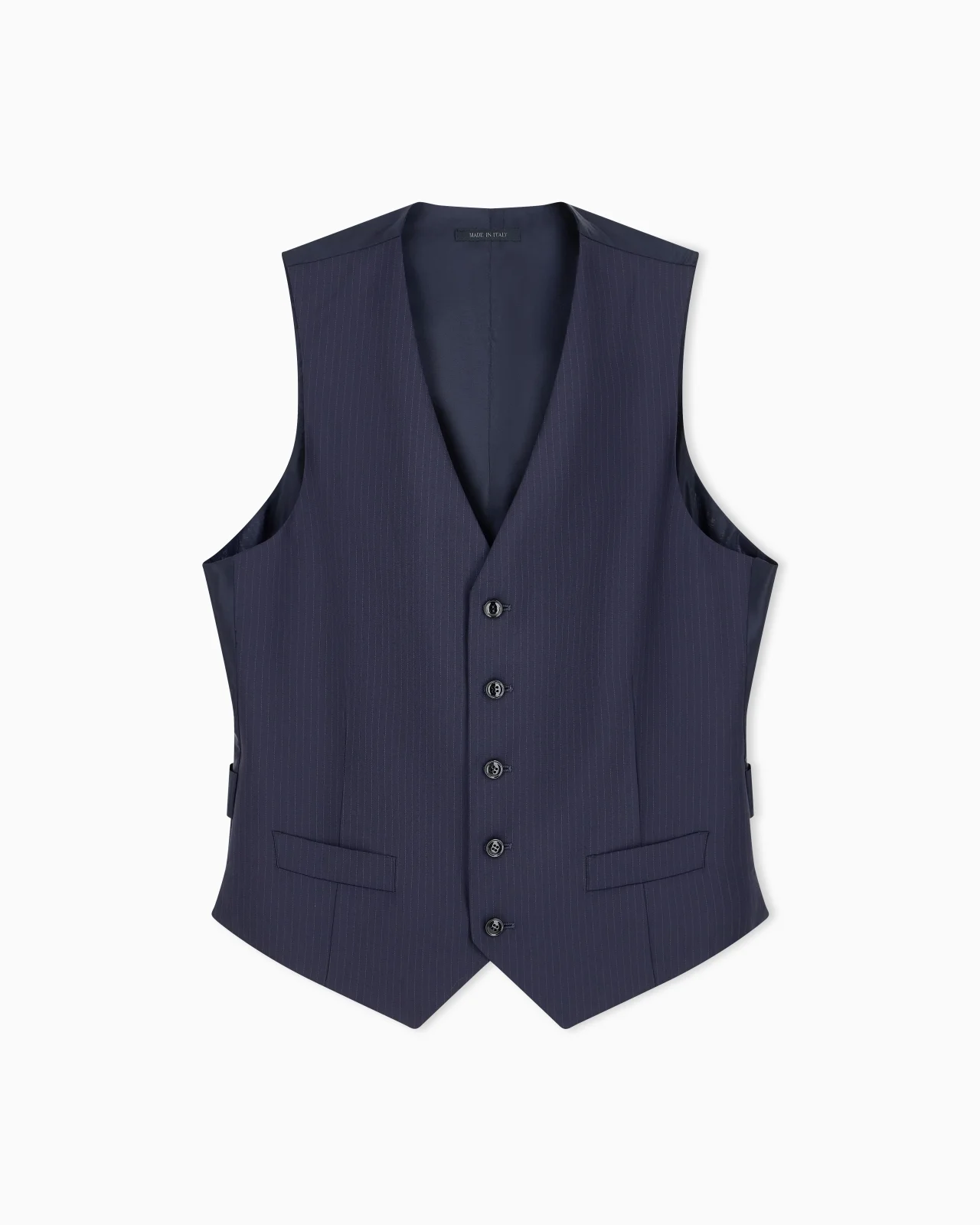 SINGLE-BREASTED PINSTRIPE VEST IN PURE VIRGIN WOOL - 1