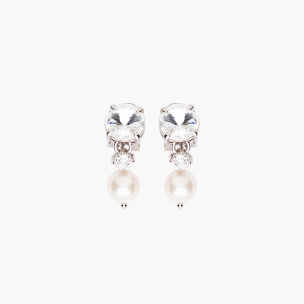 Crystal and pearl pendant earrings - 3