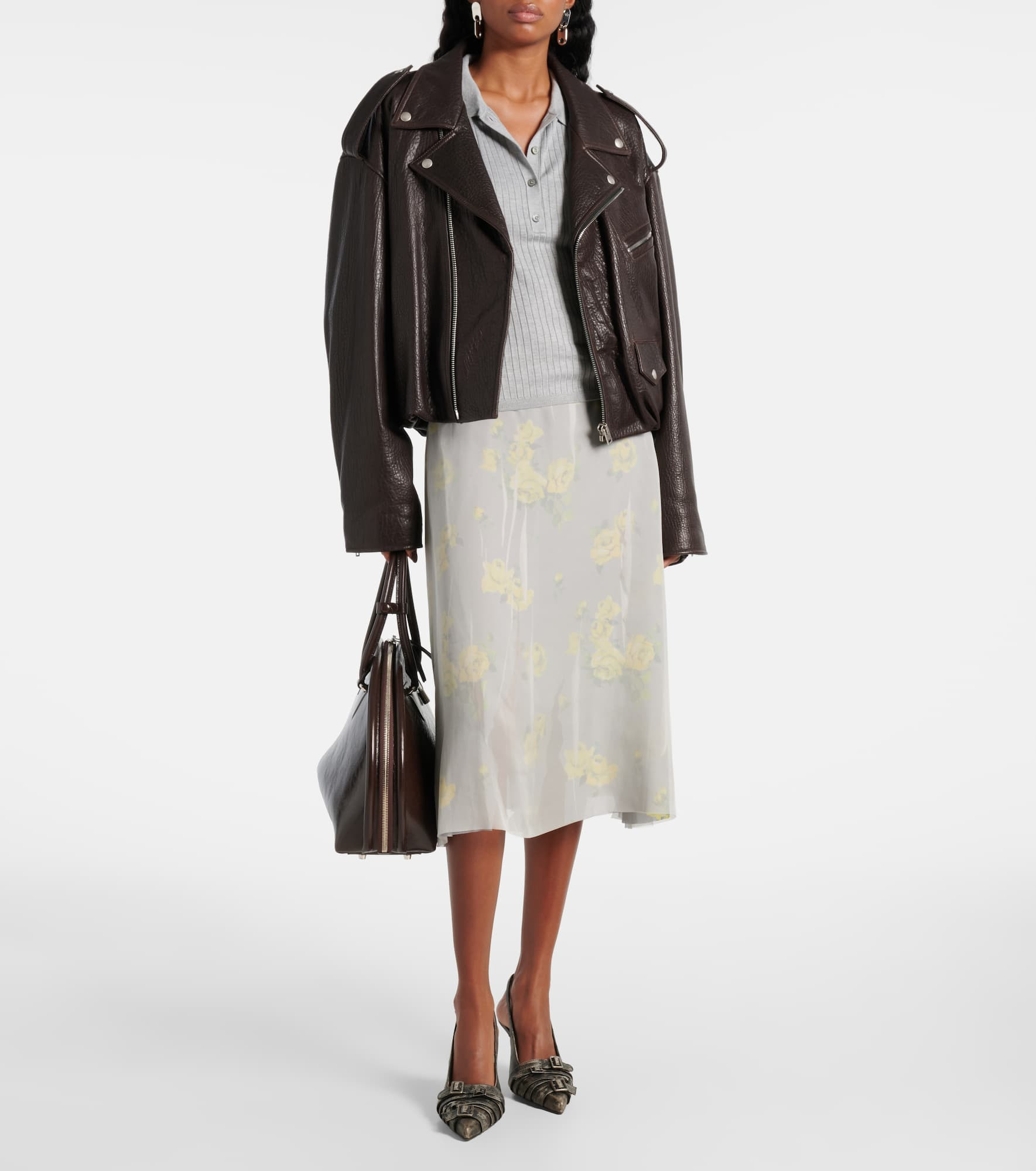 Floral mesh midi skirt - 2