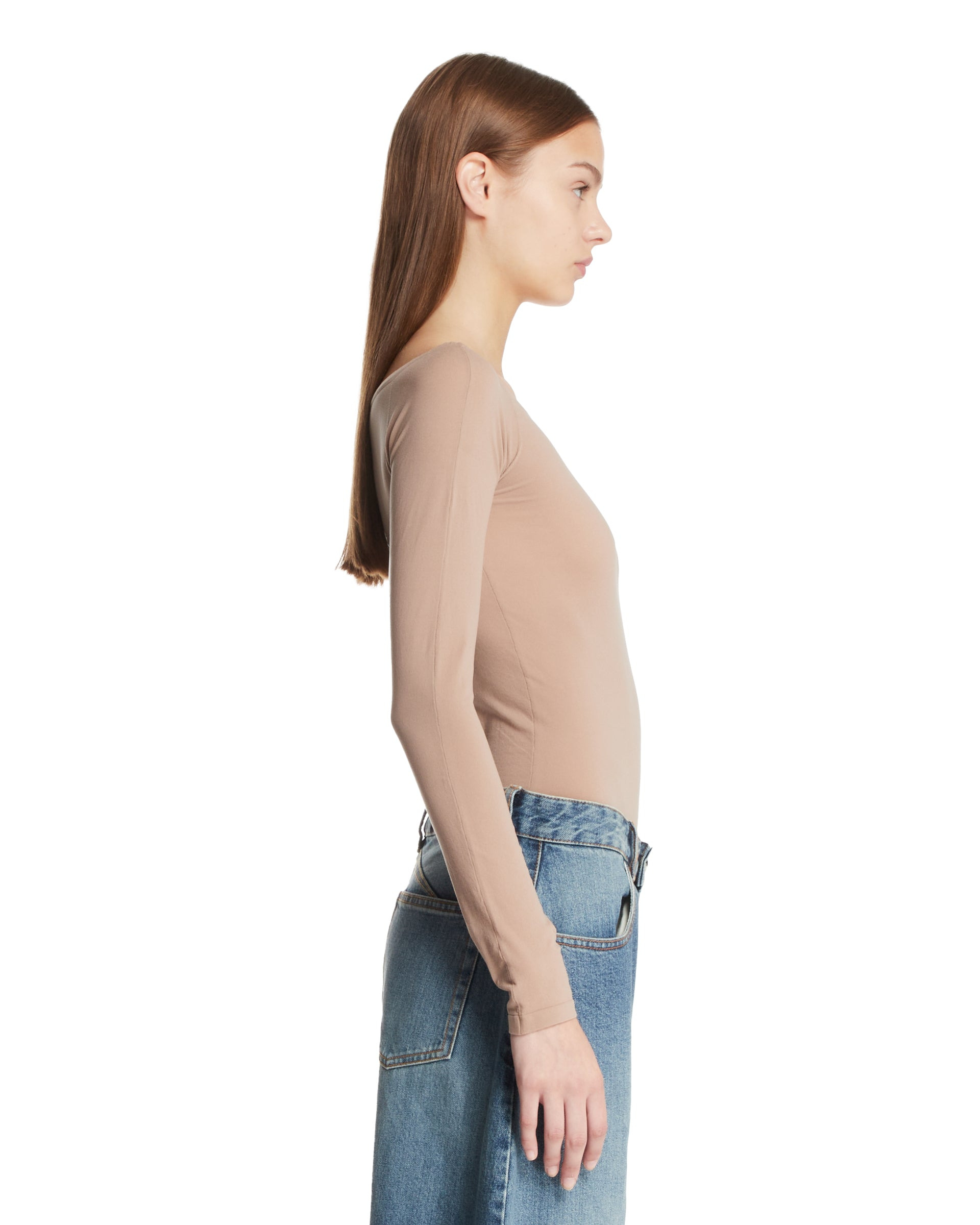 Beige Off-the-Shoulder Knit Bodysuit - 5