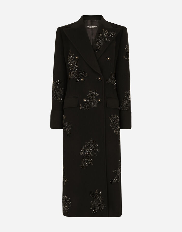 Double-breasted wool coat with embroidery - 3