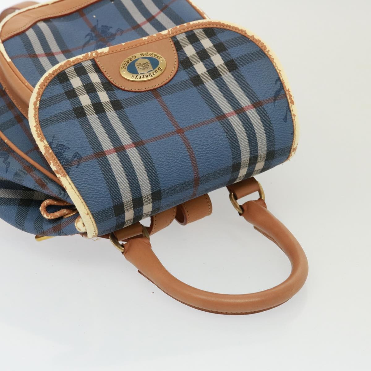 Burberry Nova Check Shoulder Bag Pvc Leather Blue - 6