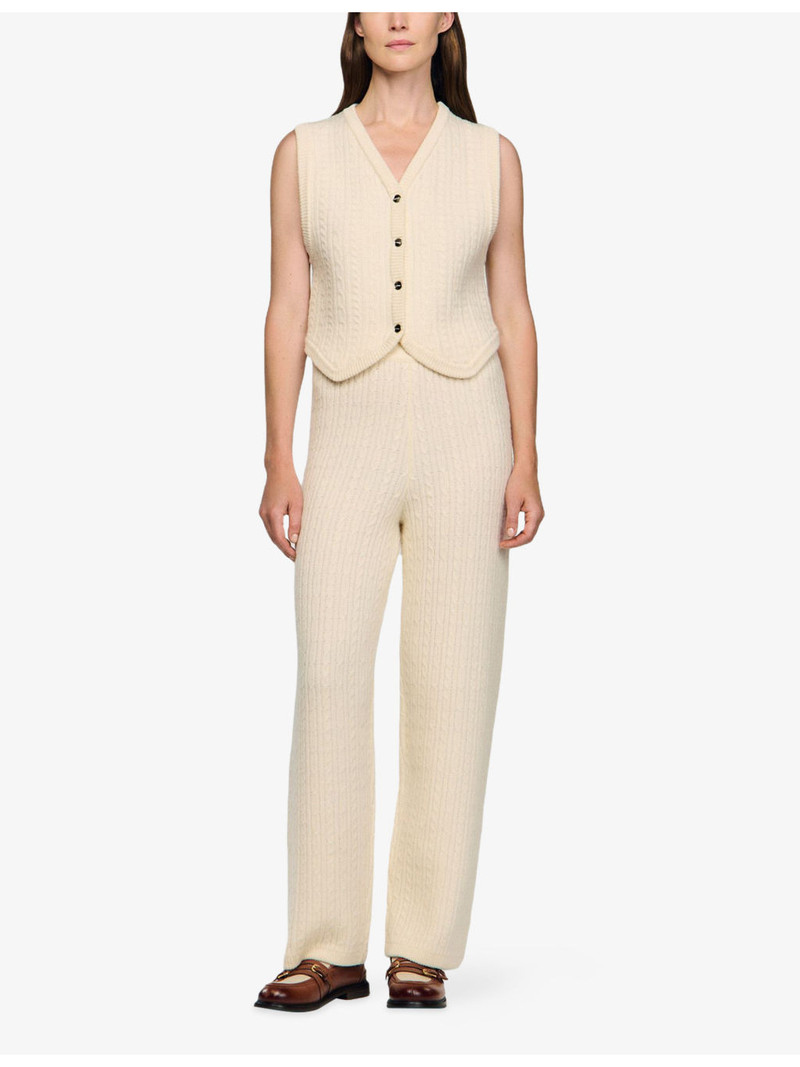 Sandro Cable-Knit High-Rise Wool-Blend Trousers outlook