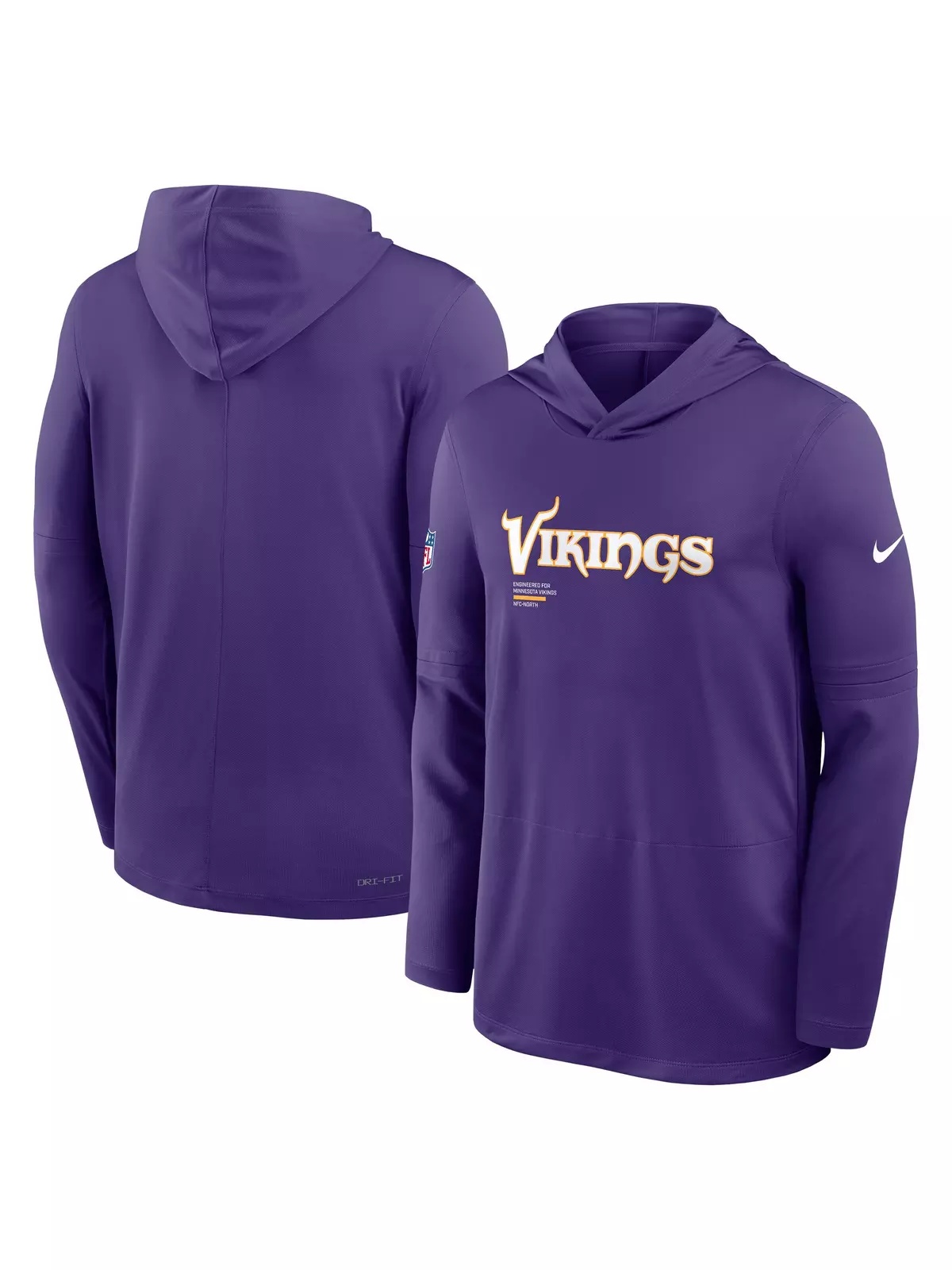 Minnesota Vikings Long Sleeve Hoodie Tee-Purple - 3