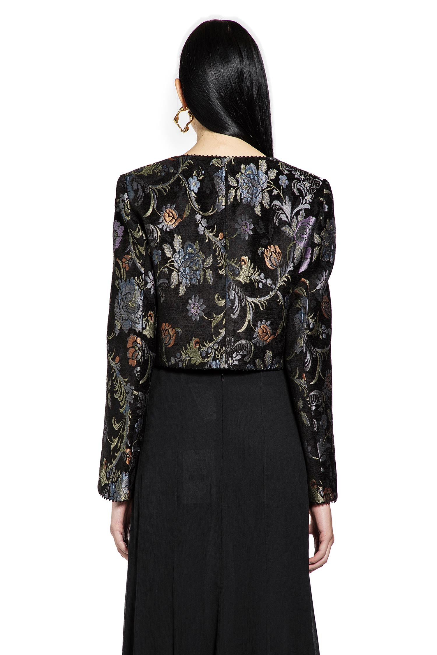 Cropped Spencer Jacket In Brocade - 4