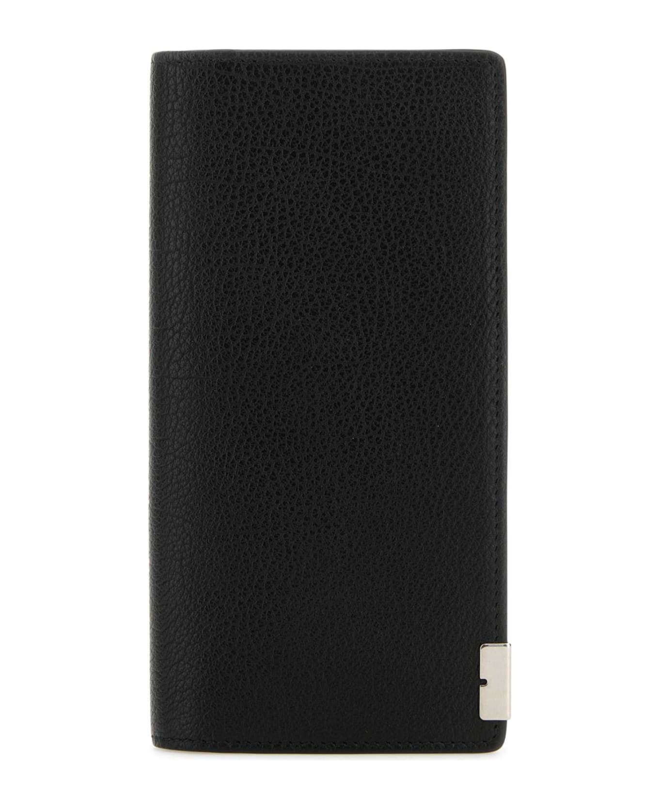 Black Leather B Cut Wallet - 1