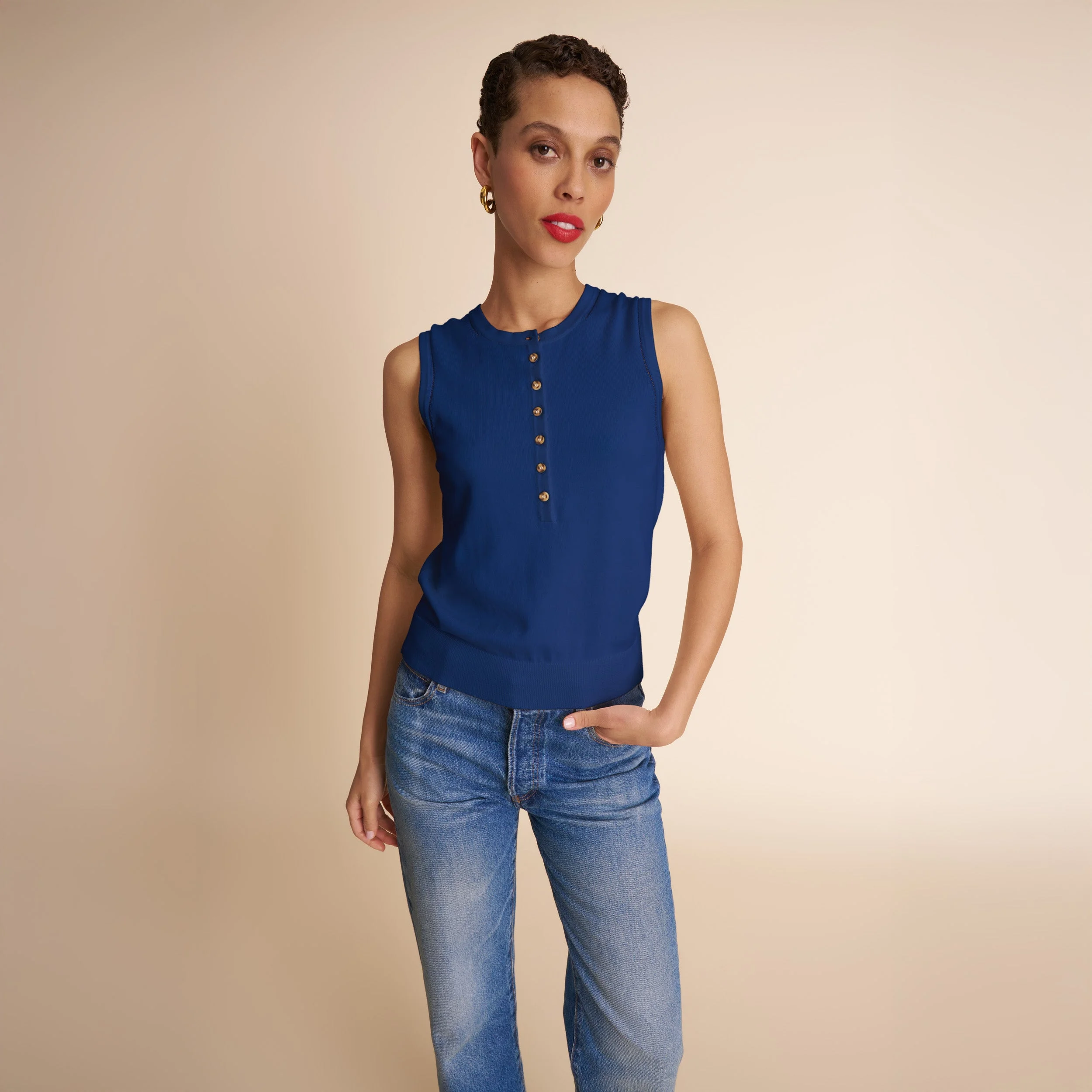 Crimmins Pointelle Tank - 365 Cotton Silk Knit - 1