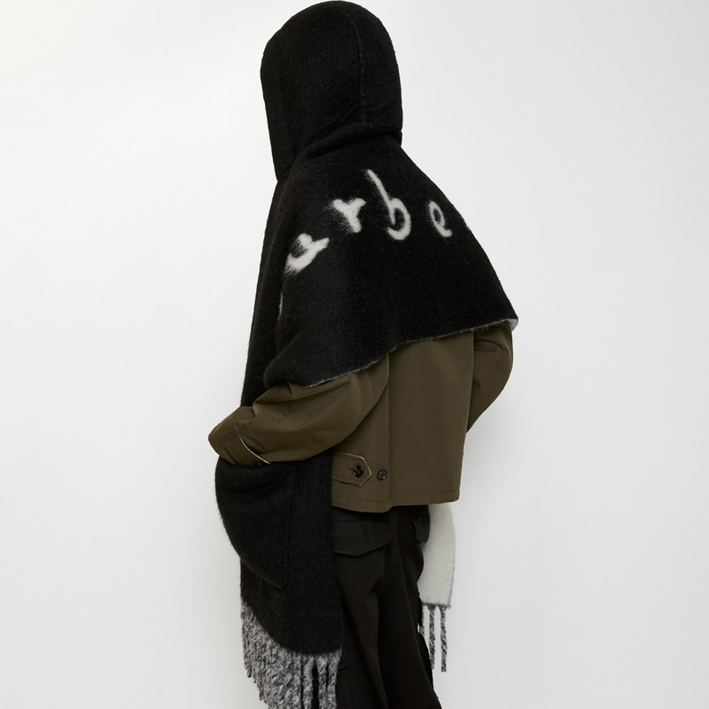 Logo Alpaca Wool Blend Hooded Scarf 3