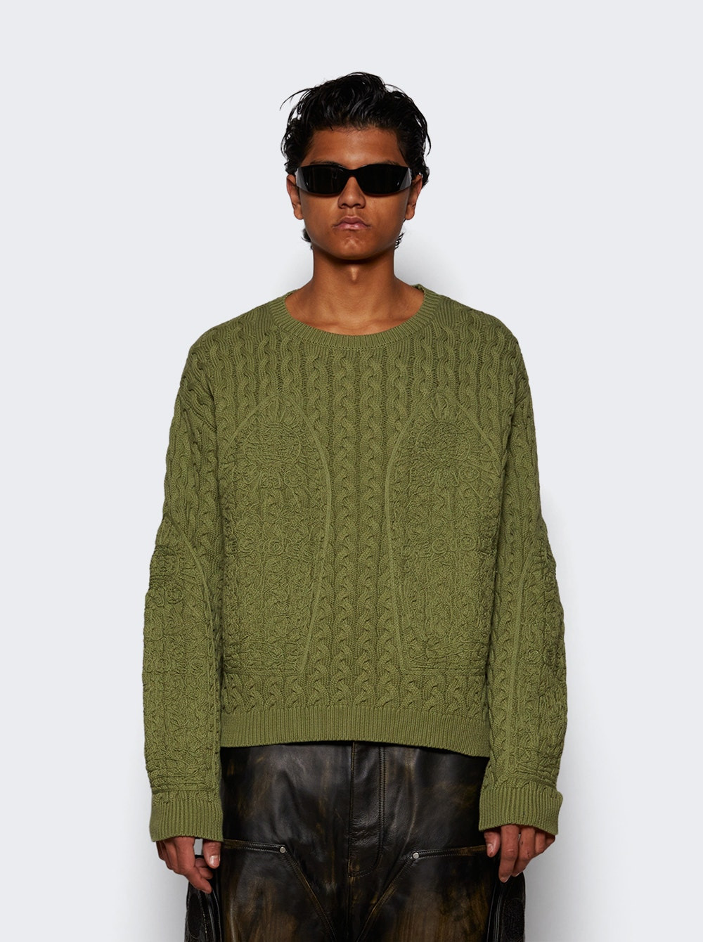 Lagoon Cable Knit Sweater Olive - 2