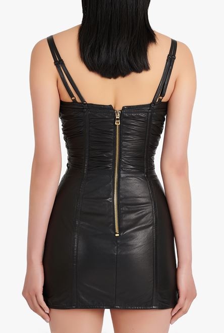 Short black leather dress - 10